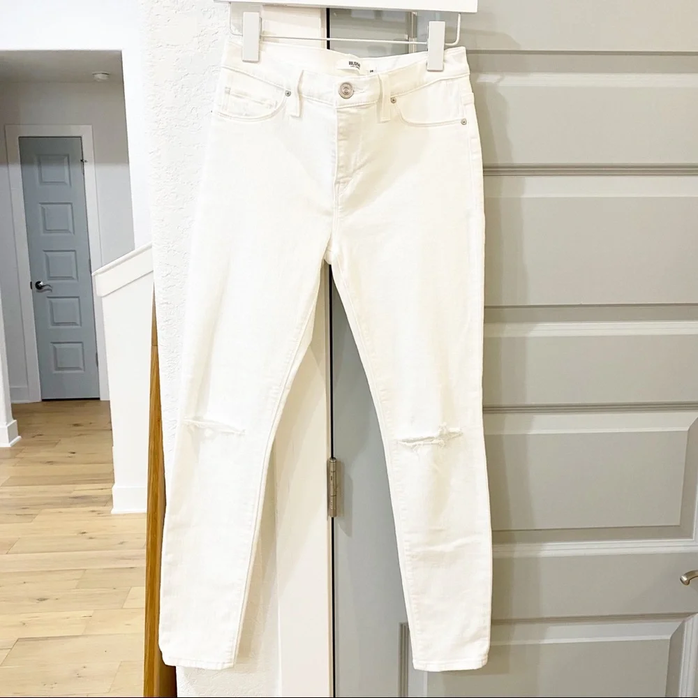 NWT Hudson Nico Mid Rise Super Skinny Crop Jeans White Revolve - Picture 2 of 6
